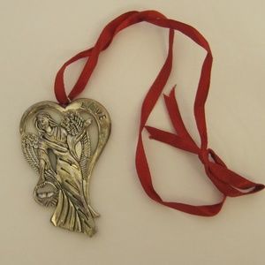 GORHAM Ornament Angel Silver Plate Love Heart VTG
